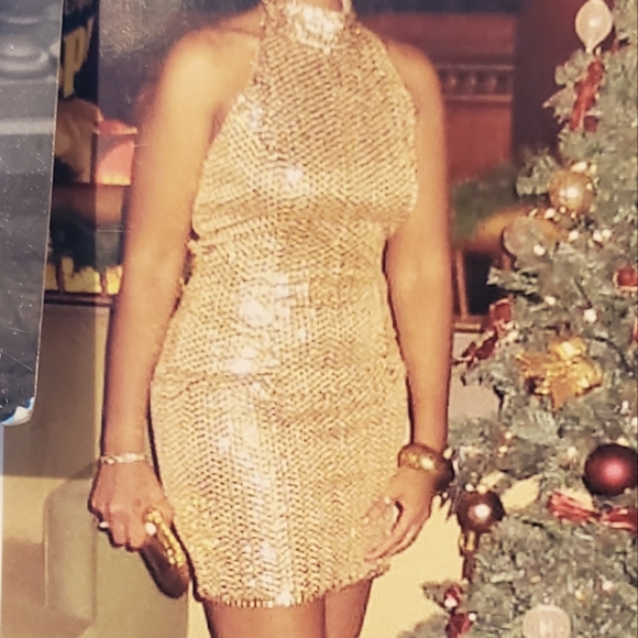 Ted Lapidus Dresses & Skirts - Handmade Designer Gold sequin dress sz 12/ stretches to size 14